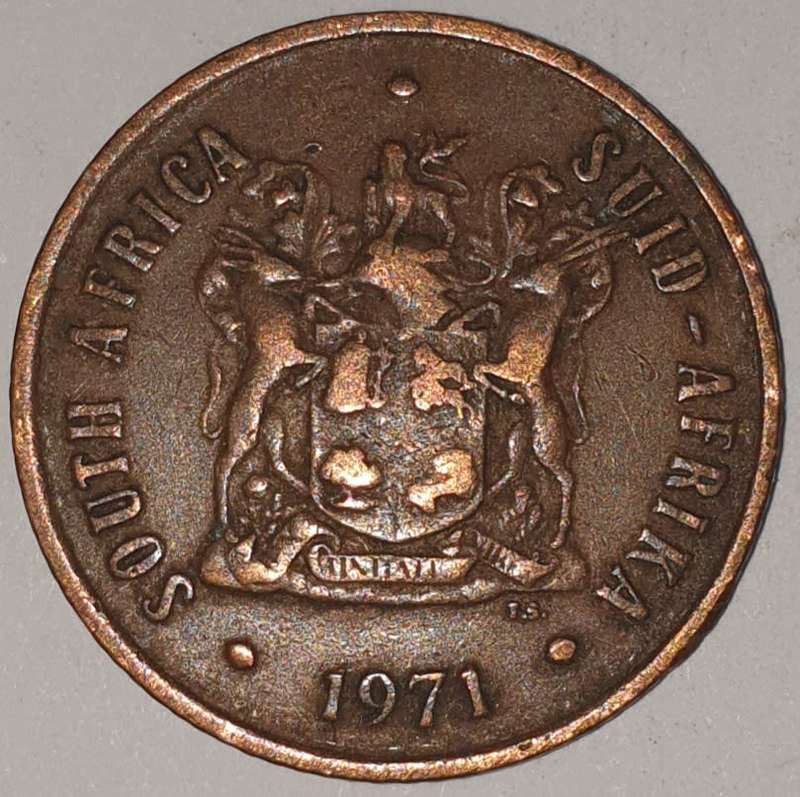 1971 - 2 CENT COIN (TWO CENT COIN) - RSA - BRONZE - KM#83 - BILINGUAL LEGEND - WILDEBEEST
